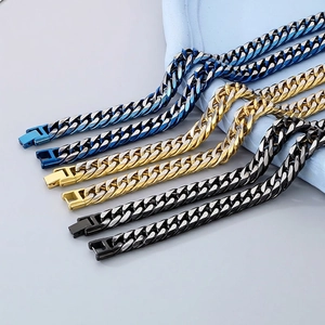 Collier Et Bracelet À Mailles Cubaines En Acier Inoxydable Bijoux Hip Hop Punk Tendance Pour Hommes