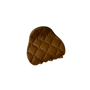 Brown matte claw clip with quilted rhombus pattern for ponytail hair styling