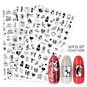 3D cartoon heart and fashion letter nail art stickers for Valentine DIY decoration