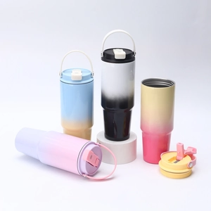 30oz stainless steel insulated tumbler with handle lid and colorful gradient finish