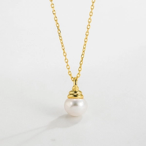 925 Sterling Silver Artificial Pearl Necklace For Women Minimalist Geometric Pendant Necklace Elegant Fashion Jewelry