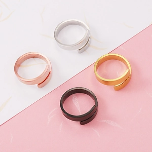 Minimalist Stainless Steel Open Ring Adjustable Crossed Geometric Wrap Finger Ring For Women Men