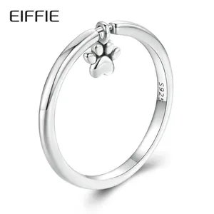 925 Sterling Silver Dog Paw Ring For Women Cute Animal Paw Print Dangle Ring Minimalist Fashion Jewelry Dainty Jewelry