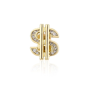 Hiphop gold plated dollar sign tooth cap accessory with sparkling micro pave stones