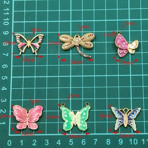 Colorful stainless steel butterfly and dragonfly pendants with precise size measurements