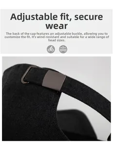 Détail de la boucle métallique réglable sur la casquette de baseball gris foncé