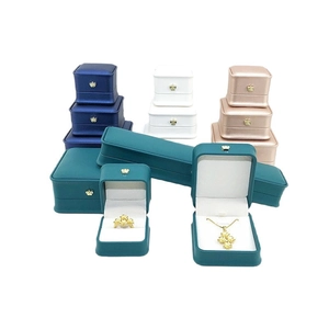 Elegant crown jewelry box set in assorted colors including navy and emerald green