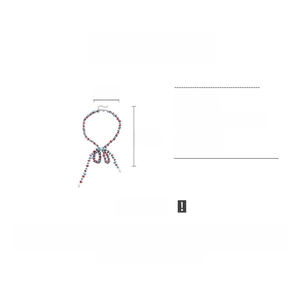 Detailed size and material specs for the red beaded bow necklace with dimensions