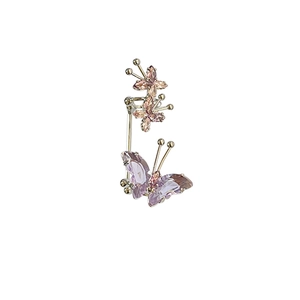 Magnifique manchette d'oreille papillon violet avec pierres en zircone sur monture argent