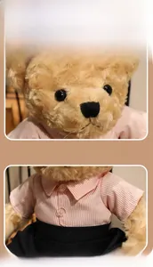 Detail showing plush teddy bear with skin-friendly fabric and soft cotton filling