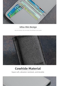 Slim genuine leather wallet for men featuring multiple card slots and ultra-thin profile