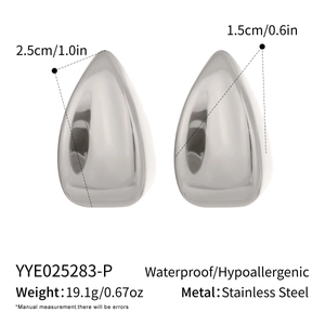 Détails des dimensions et du matériau des boucles d'oreilles gouttes creuses en acier inox
