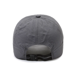 Deep grey quick-dry baseball cap with breathable mesh and adjustable back buckle