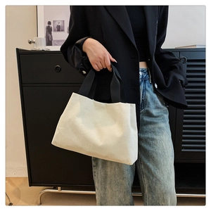 Sac a main en velours cotes uni pour femme elegante cabas decontracte automne petit sac chic