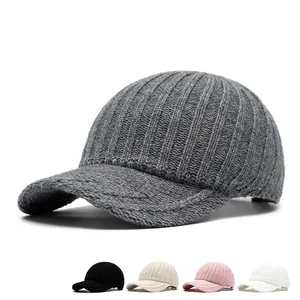 Knitted baseball cap for winter warmth in gray and multiple colors for men and women