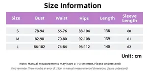 Detailed size chart for the ruched cutout dress with body measurements in centimeters