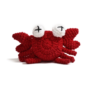 Cute red crochet crab crossbody bag for kids with iconic cartoon cross-eye detail
