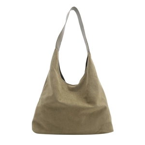 Olive green frosted hobo shoulder bag with large capacity and minimalist suede texture