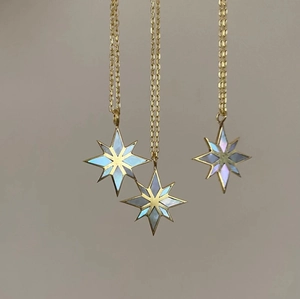 18K gold plated stainless steel necklaces featuring natural abalone shell star pendants