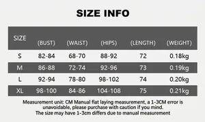 Detailed size chart for the off-shoulder bodycon dress with measurements in cm and weight
