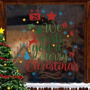 Stickers de fenêtre de Noël avec rennes et sapins pour décoration de verre festive