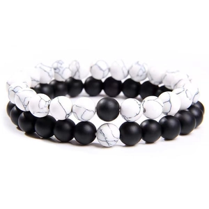 Natural Stone Bead Bracelets Lava Stone Tiger Eye White Turquoise Matte Agate Minimalist Yin Yang Jewelry Men Women