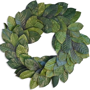 Artificial Magnolia Leaf Christmas Wreath With LED Light Pine Needle Garland For Front Door Holiday Home Decor