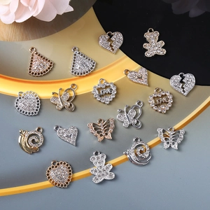 Alloy Rhinestone Pendants Butterfly Heart Bear Snail Love Design For DIY Jewelry Making Accessories