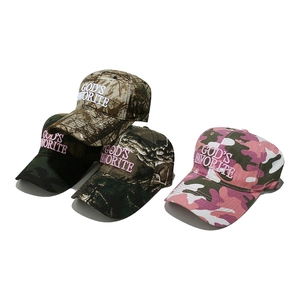 Vintage camouflage baseball caps with 3D God's Favorite embroidery in various colors