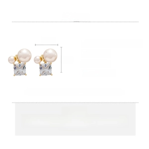 Spécifications des boucles d'oreilles en zircon et perle avec dimensions et matériau cuivre