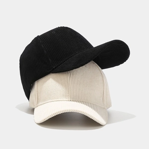 Klassische Cord-Baseballkappe in Schwarz und Beige, strukturierter Vintage-Stil für alle