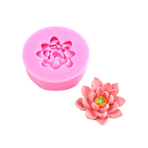 Pink lotus flower silicone mold for DIY cake fondant and chocolate craft decoration