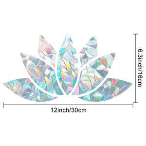 Detail view of lotus prism window film with 30cm x 16cm dimensions and rainbow effect