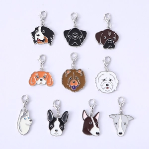 Lot de 10 breloques de chien en émail avec fermoirs mousquetons pour porte-clés et sacs