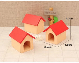 Detailed views of 3.9cm mini red roof wooden dollhouse models for DIY Christmas scenes
