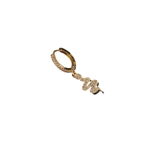 Elegant gold snake hoop earrings with sparkling zircon crystals for a luxury fashion look