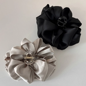 Large Bow Hair Claw Clip French Retro Satin Fabric Shark Clip Elegant Hair Accessory For Women