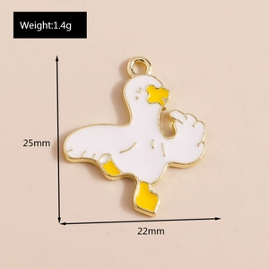 Funny middle finger duck alloy pendant charm showing dimensions 25mm by 22mm