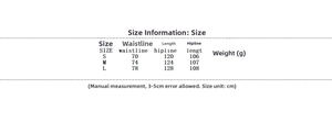 Detailed size chart for gradient pleated skirt including waist, hip, and length measurements