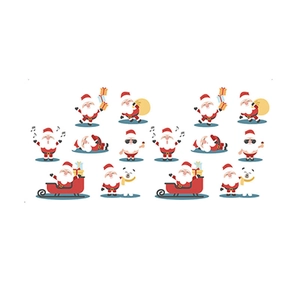 Creative Christmas tree wall stickers featuring various cartoon Santa Claus patterns