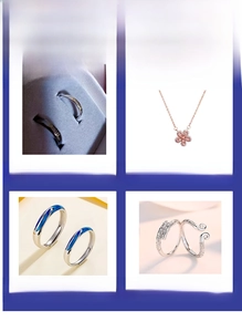 Detailed view of silver jewelry featuring laser engraving and blue enamel craftsmanship