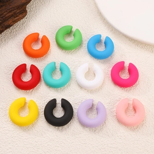 Matte colorful C-shape clip-on earrings in 11 silicone candy colors for non-pierced ears
