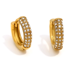 Elegant 18K gold-plated stainless steel hoop earrings with sparkling zircon paving