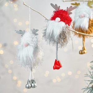 Gnomes de Noël faits main en peluche avec bois de renne pour décoration de sapin