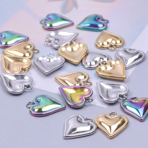 Herzanhänger in Gold, Silber und Regenbogenfarben für DIY-Halsketten aus Edelstahl