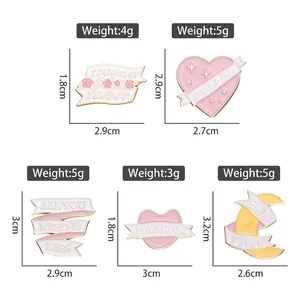 Set di 5 spille in smalto con cuori motivazionali e luna inclusi i parametri tecnici