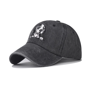 Baseball Cap Washed Cotton Distressed Animal Embroidery Curved Brim Adjustable Vintage Casual Dad Hat For Women Men