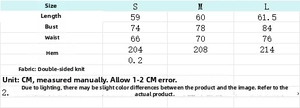 Size chart showing bust, waist, and length measurements for the elastic peplum top