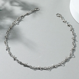 Barbed Wire Thorn Necklace And Bracelet Gothic Punk Hip Hop Alloy Jewelry Choker For Men Women Unisex Harajuku
