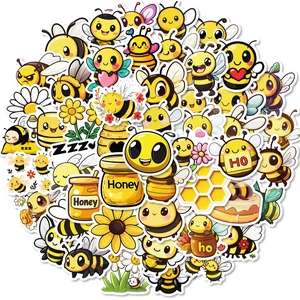 50pcs cute cartoon bee stickers set for DIY scrapbooking and waterproof decoration